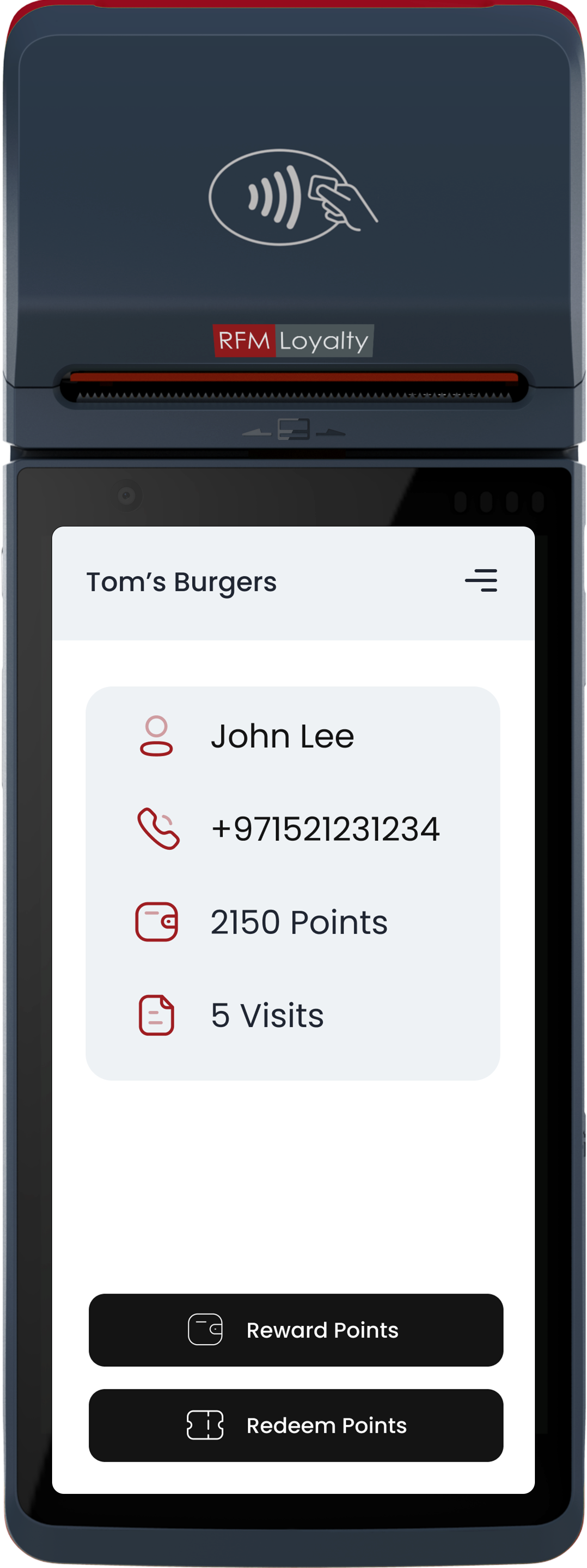 RFM payment terminal with integrated Partners Points loyalty program for seamless checkout rewards